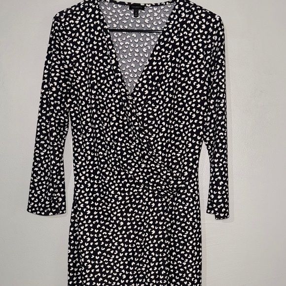 Talbots Black and White Patterned 3/4 Sleeve Dress - Picture 1 of 12